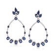 4.70 ct. t.w. Sapphire and .37 ct. t.w. Diamond Drop Earrings in 14kt White Gold