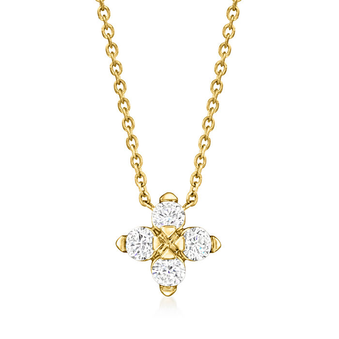 Roberto Coin &quot;Love in Verona&quot; .27 ct. t.w. Diamond Flower Necklace in 18kt Yellow Gold
