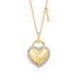 .33 ct. t.w. Diamond Heart Lock and Key Pendant Necklace in 14kt Yellow Gold