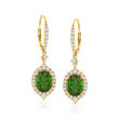 4.20 ct. t.w. Green Tourmaline and .69 ct. t.w. Diamond Drop Earrings in 14kt Yellow Gold