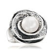 10-10.5mm Cultured Pearl Rose Ring in Sterling Silver