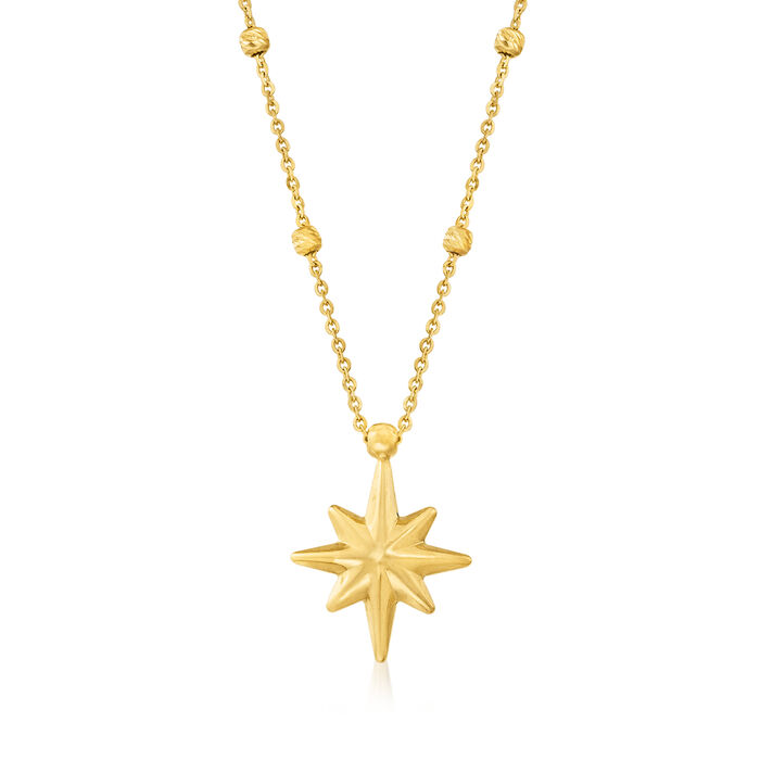 14kt Yellow Gold North Star Pendant Necklace