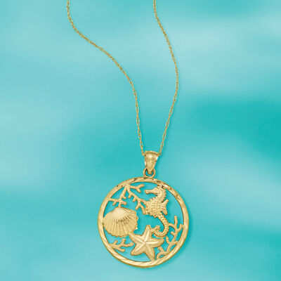 14kt Yellow Gold Sea Life Pendant Necklace
