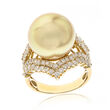 14-15mm Yellow Cultured South Sea Pearl Ring with 1.20 ct. t.w. Diamonds in 14kt Yellow Gold