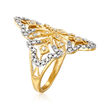 .50 ct. t.w. Diamond Openwork Floral Ring in 18kt Gold Over Sterling
