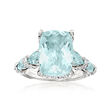 8.50 ct. t.w. Aquamarine and .43 ct. t.w. Diamond Ring in 14kt White Gold