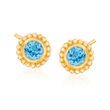 Phillip Gavriel &quot;Popcorn&quot; .60 ct. t.w. Blue Topaz Stud Earrings in 14kt Yellow Gold