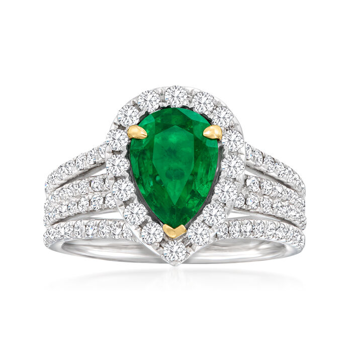 1.50 Carat Emerald Ring with 1.10 ct. t.w. Diamonds in 18kt Two-Tone Gold
