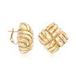 Italian 18kt Yellow Gold Ribbed Square Earrings