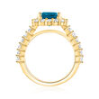 2.80 Carat London Blue Topaz Ring with .84 ct. t.w. Diamonds in 14kt Yellow Gold