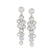 3.5-6mm Cultured Pearl and 4.10 ct. t.w. White Topaz Drop Earrings in Sterling Silver