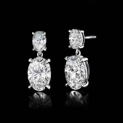 3.00 ct. t.w. Oval Lab-Grown Diamond Drop Earrings in 14kt White Gold