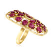 C. 1980 Vintage 6.65 ct. t.w. Ruby and .75 ct. t.w. Diamond Ring in 18kt Yellow Gold