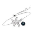 7.5-8mm Black Cultured Pearl Starfish Bolo Bracelet in Sterling Silver