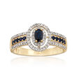 .30 ct. t.w. Sapphire and .22 ct. t.w. Diamond Ring in 14kt Yellow Gold