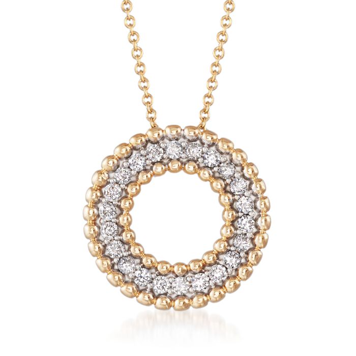 .40 ct. t.w. Diamond Beaded Open Circle Necklace in 14kt Yellow Gold