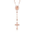 5.45 ct. t.w. CZ St. Mary Rosary Bead Station Necklace in 14kt Rose Gold Over Sterling