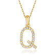 Diamond-Accented Initial Pendant Necklace in 14kt Yellow Gold