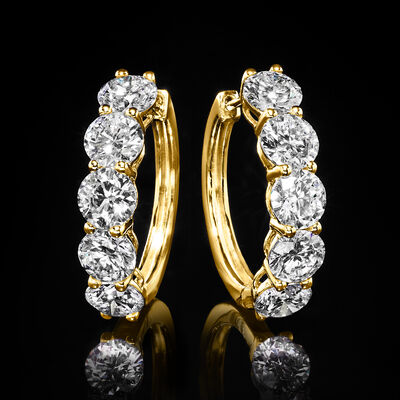 5.00 ct. t.w. Lab-Grown Diamond Five-Stone Hoop Earrings in 14kt Yellow Gold