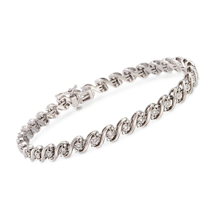 1.00 ct. t.w. Diamond San Marco Link Bracelet in Sterling Silver