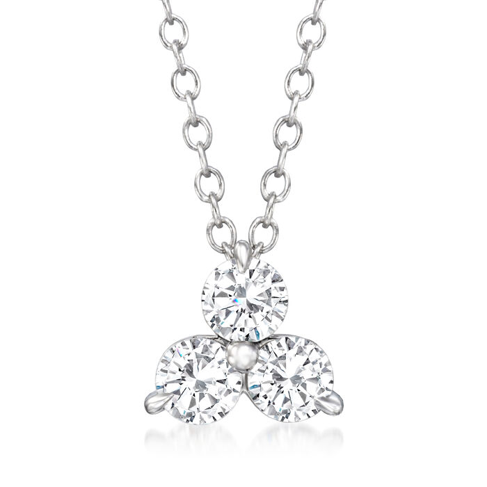 .50 ct. t.w. Diamond Three-Stone Necklace in 14kt White Gold