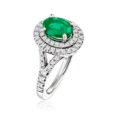 1.20 Carat Emerald Ring with .51 ct. t.w. Diamonds in 14kt White Gold