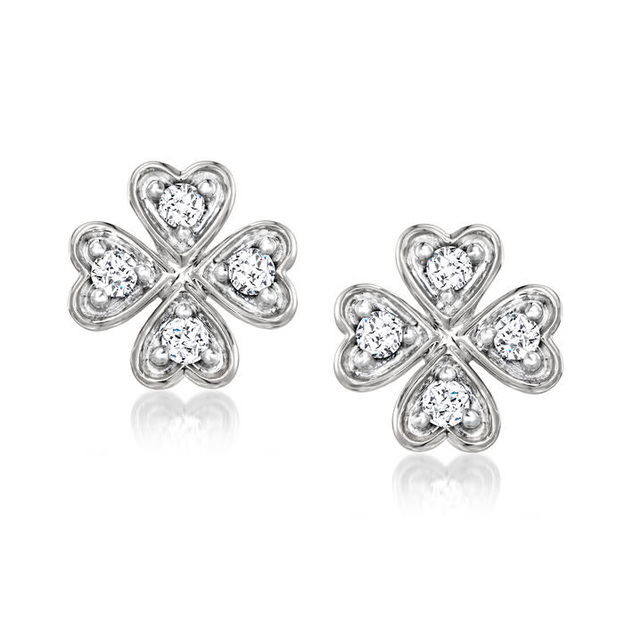.15 ct. t.w. Diamond Four-Leaf Clover Earrings in Sterling Silver