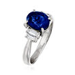 C. 1980 Vintage 2.83 Carat Sapphire and .36 ct. t.w. Diamond Ring in Platinum