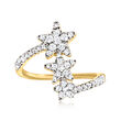 .50 ct. t.w. Diamond Star Trio Ring in 18kt Gold Over Sterling