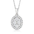.75 ct. t.w. Diamond Oval Cluster Pendant Necklace in 14kt White Gold