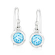 Zina Sterling Silver &quot;Contemporary&quot; .80 ct. t.w. Swiss Blue Topaz Drop Earrings