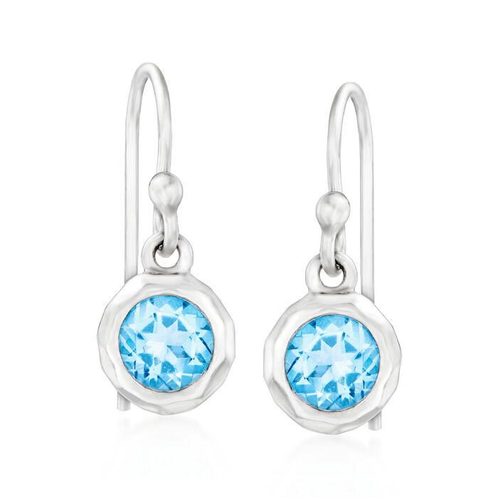 Zina Sterling Silver &quot;Contemporary&quot; .80 ct. t.w. Swiss Blue Topaz Drop Earrings