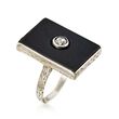 C. 1920 Vintage Black Onyx and .10 Carat Diamond Ring in 18kt White Gold