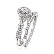 .60 ct. t.w. Diamond Bridal Set: Engagement and Wedding Rings in 14kt White Gold