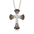 Le Vian &quot;Ombre&quot; .48 ct. t.w. Chocolate Ombre Diamond Cross Pendant Necklace in 14kt Vanilla Gold