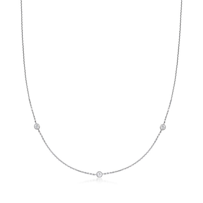 C. 1990 Vintage .36 ct. t.w. Diamond Station Necklace in 14kt White Gold