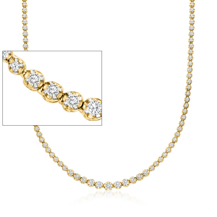 2.50 ct. t.w. Graduated Diamond Tennis Necklace in 14kt Yellow Gold
