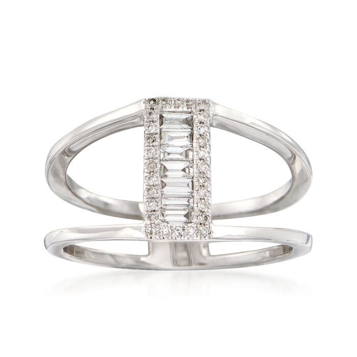 .24 ct. t.w. Baguette and Round Diamond Open-Space Ring in 14kt White Gold