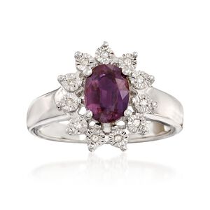 1.60 Carat Synthetic Alexandrite Ring with Diamond Accents in Sterling Silver #904075