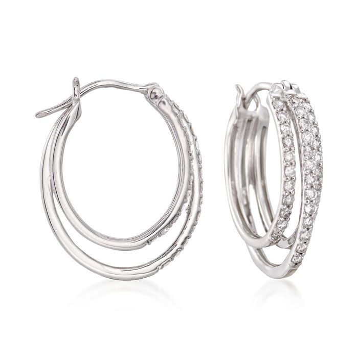 .98 ct. t.w. Diamond Triple-Hoop Earrings in Sterling Silver
