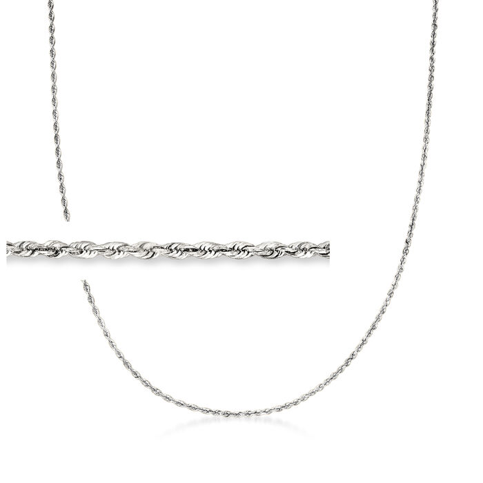 1.5mm 14kt White Gold Diamond-Cut and Polished Rope-Chain Necklace