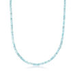 45.00 ct. t.w. Aquamarine Bead Necklace with 14kt Yellow Gold Magnetic Clasp
