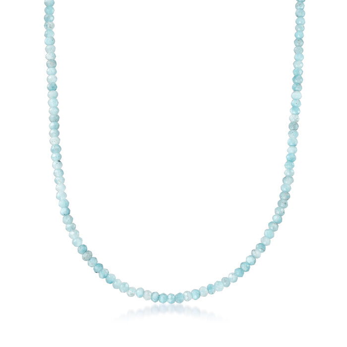 45.00 ct. t.w. Aquamarine Bead Necklace with 14kt Yellow Gold Magnetic Clasp