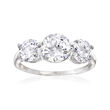 3.00 ct. t.w. CZ Three-Stone Ring in Sterling Silver
