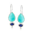Amazonite and Lapis Drop Earrings in Sterling Silver