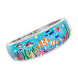 Belle Etoile &quot;Clownfish&quot; Multicolored Enamel Bangle Bracelet with .10 ct. t.w. Simulated Rubies and CZ Accents in Sterling Silver