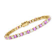 5.00 ct. t.w. Amethyst and 7.25 ct. t.w. White Topaz Tennis Bracelet in 18kt Gold Over Sterling