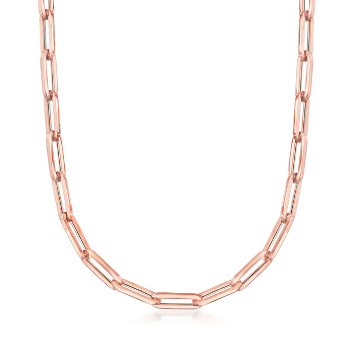 Italian 14kt Rose Gold Paper Clip Link Necklace