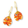 Italian Multicolored Murano Glass Fish Drop Earrings with 18kt Gold Over Sterling