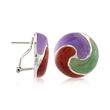 Multicolored Jade Pinwheel Earrings in Sterling Silver 